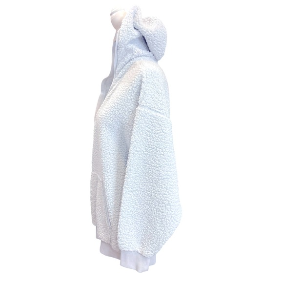 PINK Victoria's Secret Hydrangea Blue Oversized Cozy Sherpa Pullover Hoodie - Picture 3 of 10